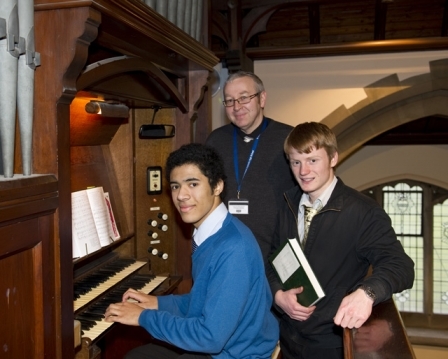 Francis Goodburn, Nigel Beetles (Assistant Head Teacher and Head of Performing Arts) and Peter Thomson.