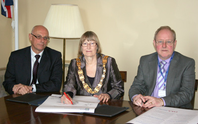 (left to right) Derek Law, (Corporate Director, Adult and Community Services, North Yorkshire County Council); Councillor Caroline Seymour (Chairman, North Yorkshire County Council); and Councillor Tony Hall
