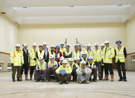 Students, staff and governors from Baliol School Sedbergh, along with representatives from design consultants Jacobs, building contractors ISG, and the client, North Yorkshire County Council, inspect the site of their new school Foremost, which is being developed from the former Royal Navy establishment Forest Moor at Darley, near Harrogate
