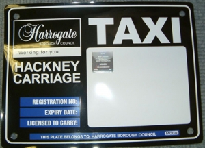  Hackney Carriages (Taxi) - number plate sign in black