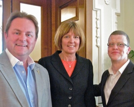 Welcome to Yorkshire's Gary Verity with Raworths' managing partner Zoe Robinson and Bob Philpin from PI Europe