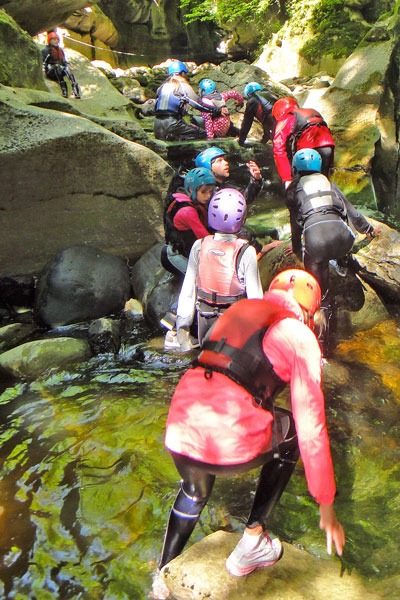 Staff and young people from North Yorkshire Youth’s Carlton Lodge Outdoor Centre enjoy a gorge-walking adventure in the Yorkshire Dales
