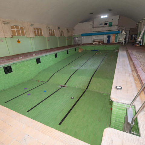 The swimming pool lays empty in the former Ripon Spa Baths