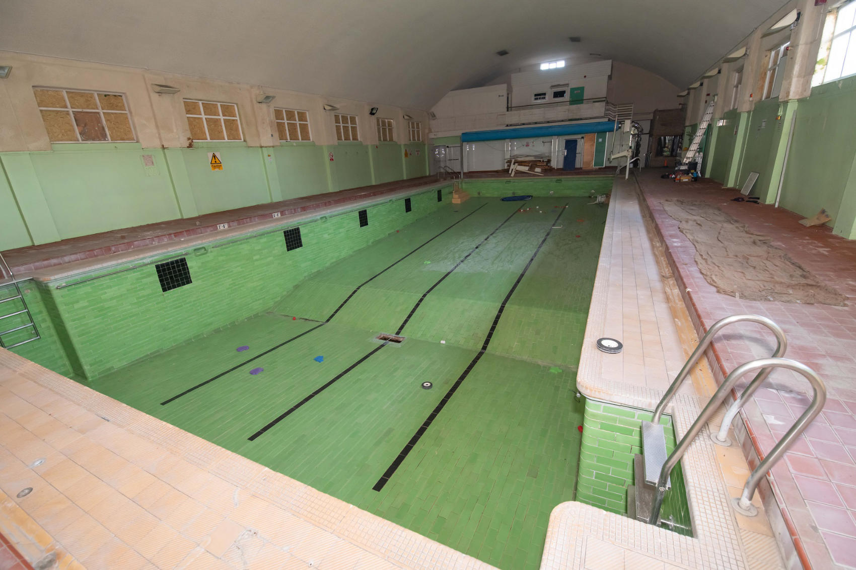 The swimming pool lays empty in the former Ripon Spa Baths