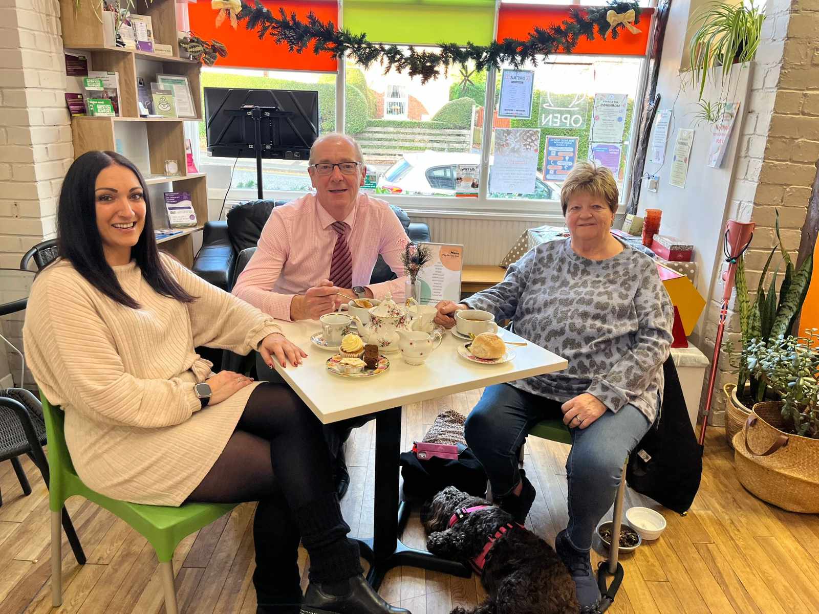 Sophia Clark, Harrogate Neighbours Community Hub volunteer, Steven Brook, Harrogate Housing Association, Aidrienne Gibson, regular visitor.