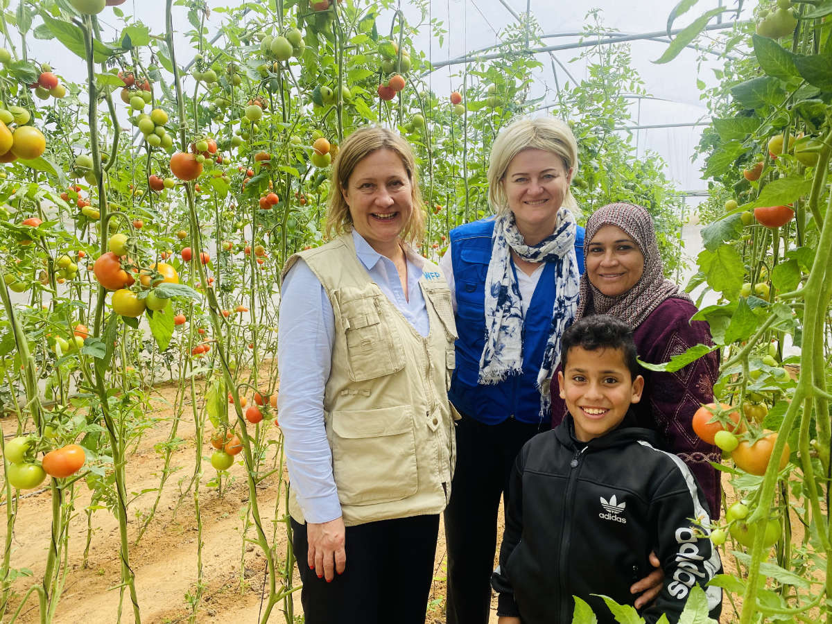 Kate Newton and WFP colleague meet tomato growers - Gaza March 2023 before war