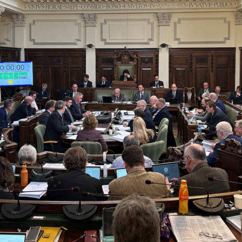 Members of North Yorkshire Council at today’s full council meeting when the budget for the next financial year was approved