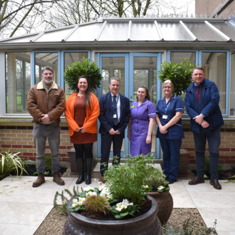 Nick Fryer, Contractor (works with Harrogate Flower Show); Gemma Cook, Associate Business Development, Charity and Volunteer Manager; Jonathan Coulter, Chief Executive at HDFT; Emma Barker, Matron in the Maternity Services; Joanne Orgles, Infant Feeding Coordinator; and Nick Smith, Director of Harrogate Flower Show