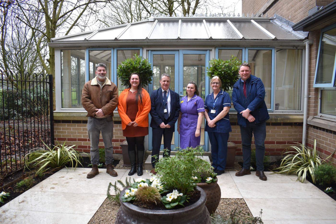 Nick Fryer, Contractor (works with Harrogate Flower Show); Gemma Cook, Associate Business Development, Charity and Volunteer Manager; Jonathan Coulter, Chief Executive at HDFT; Emma Barker, Matron in the Maternity Services; Joanne Orgles, Infant Feeding Coordinator; and Nick Smith, Director of Harrogate Flower Show