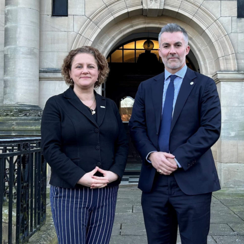 ayor David Skaith and Deputy Mayor Jo Coles outside County Hall before the Police Fire and Crime Panel meeting