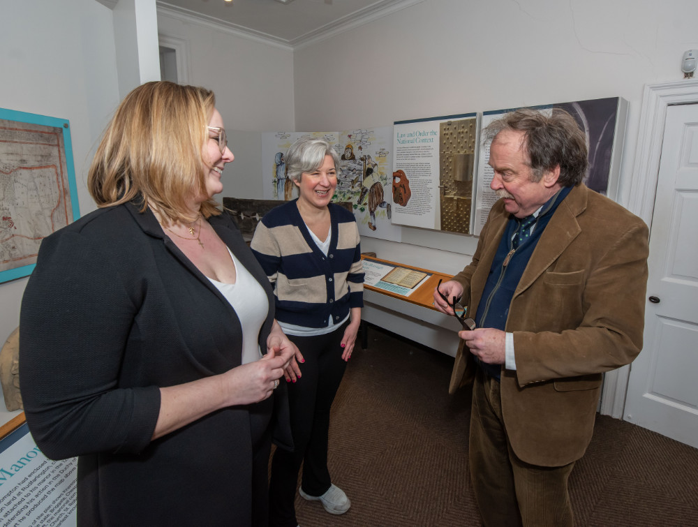 NYnet’s project manager, Lorna Kennett, North Yorkshire Council’s senior manager of creative and cultural hubs, May Catt, and North Yorkshire Council’s executive member for arts and culture, Cllr Simon Myers, at Knaresborough Castle