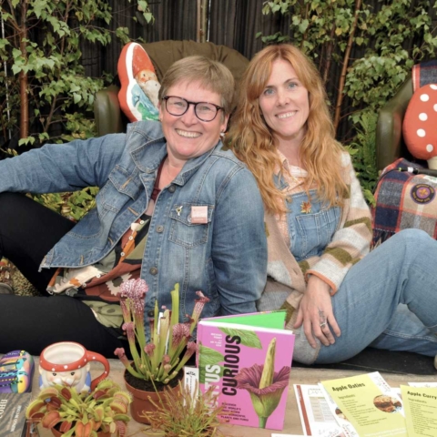 Sarah Owen-Hughes and Faith Douglas who are hosting the Human Gardener stage at the Harrogate Spring Flower Show