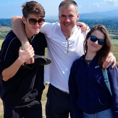 Tim Broad with his children, Jack and Jessica